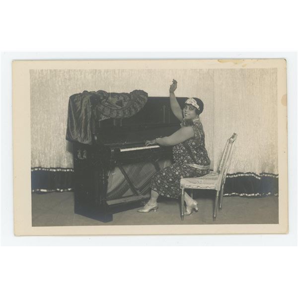 Black Woman Jazz Pianist RPPC Postcard