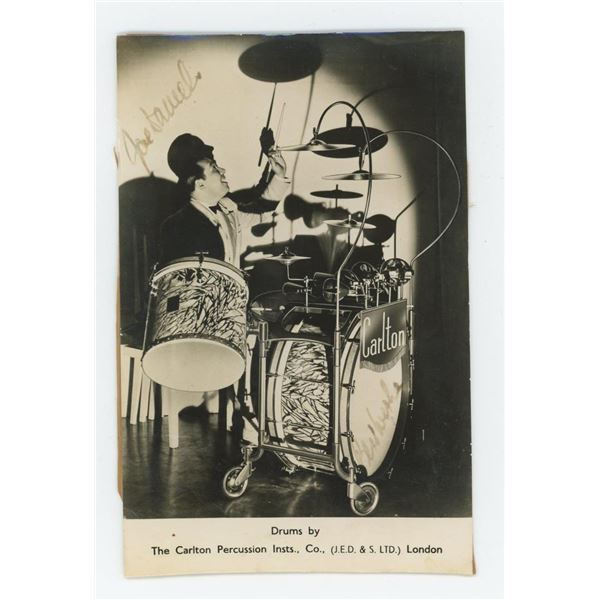 Joe Daniels Jazz Drummer Signed RPPC Postcard