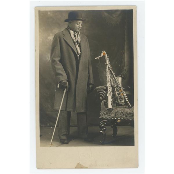 Black Jazz Musician RPPC Postcard