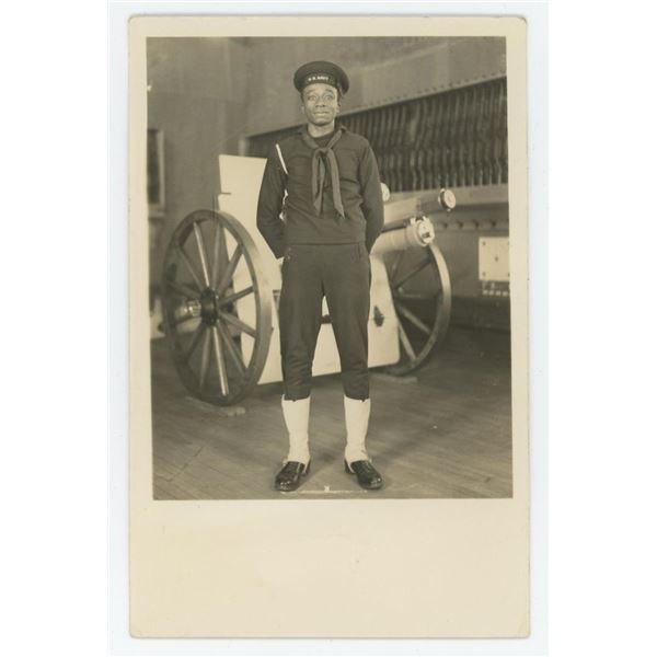 WW2 WWII Black Sailor US Navy RPPC Postcard