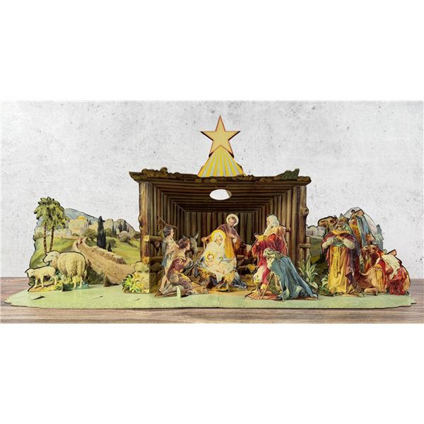 1920s Pop Up Die Cut Cardboard Nativity Scene