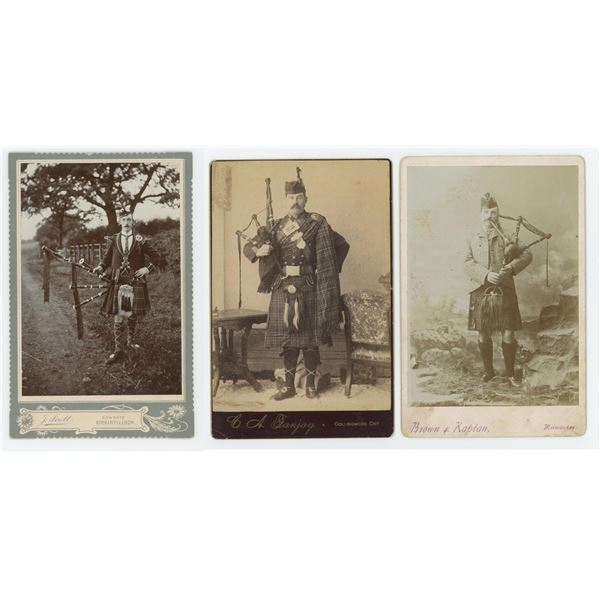 Collection of Scottish Bagpipers Cabinet Photos