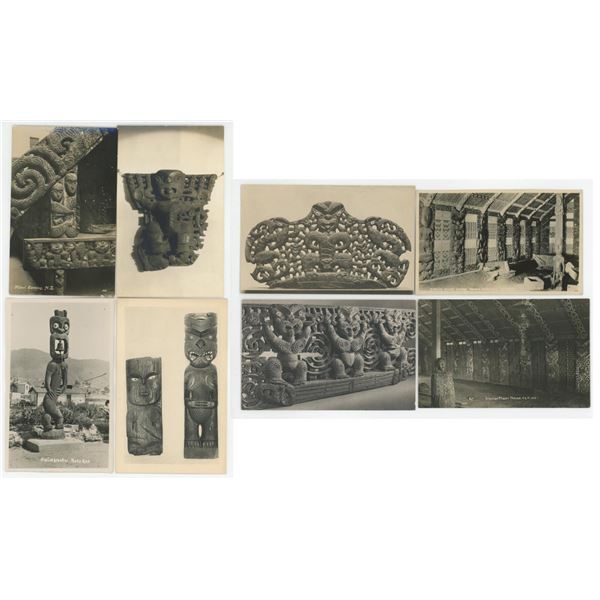 Maori New Zealand Carving RPPC Postcards