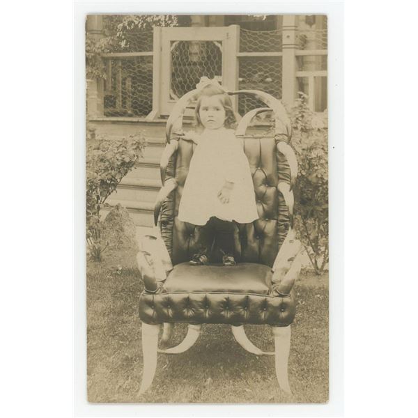 Folk Art Steer Horn Chair RPPC Postcard