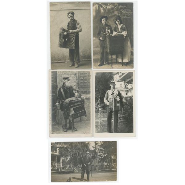 Collection of Organ Grinder RPPC Postcards