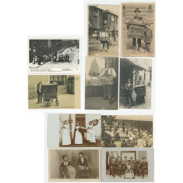 Street Musician Organ Grinder RPPC Postcards