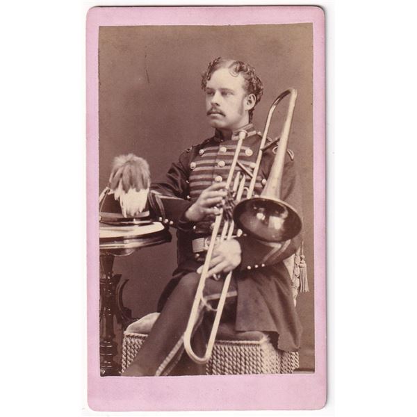 Civil War Soldier Trombone Musician CDV Photo