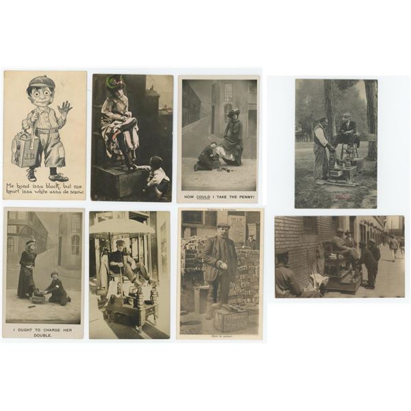 Group of Occupational Shoe Shiner RPPC Postcards