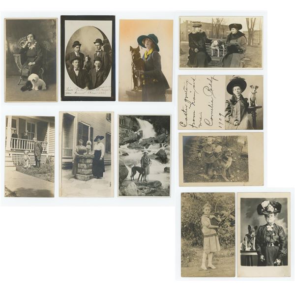 Collection of RPPC Postcards with Dogs