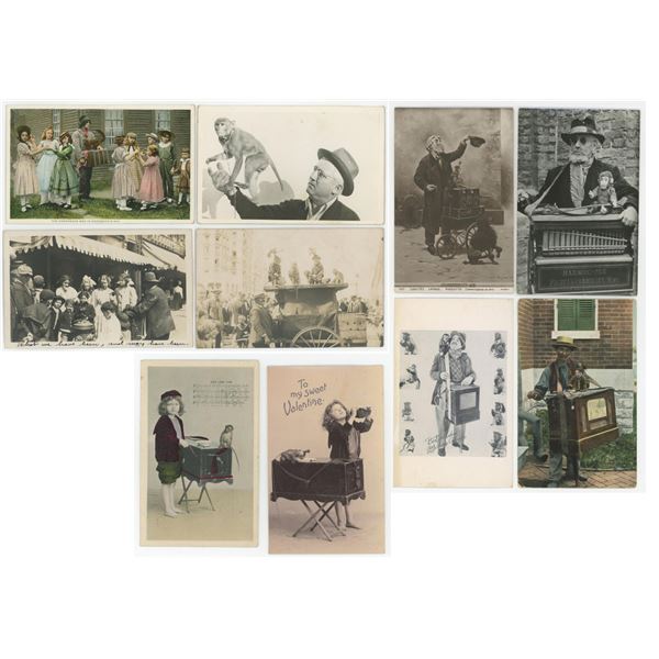 Collection of Organ Grinder RPPC Postcards