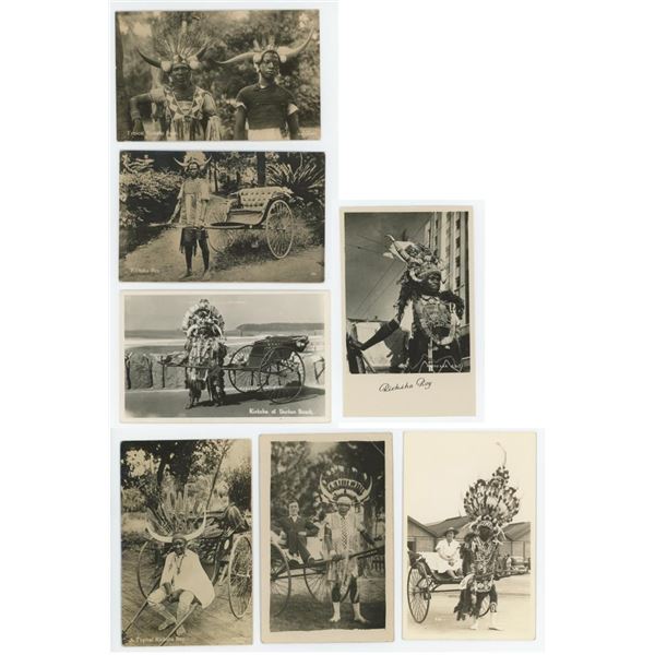 Zulu Rickshaw Pullers Durban RPPC Postcards