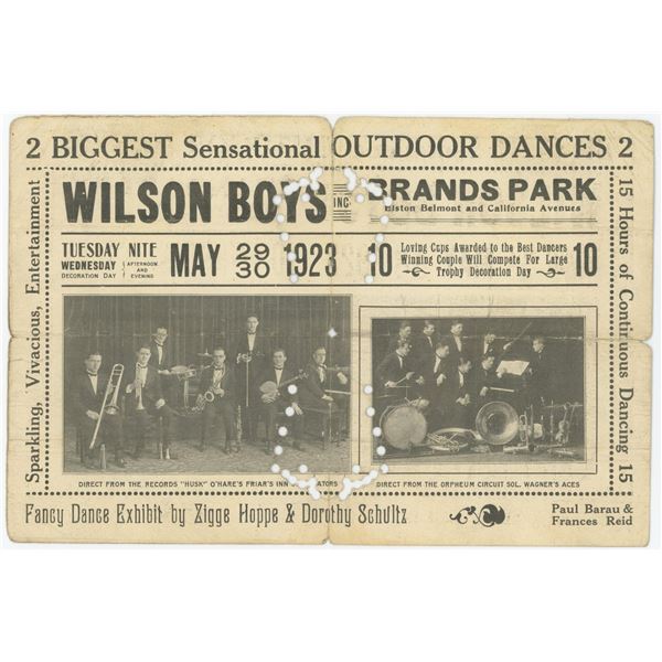 1923 Chicago Fancy Dance Exhibit Jazz Ticket