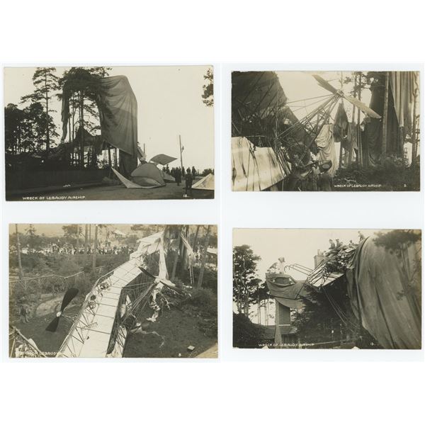 1907 Lebaudy Patrie Wreckage RPPC Postcards