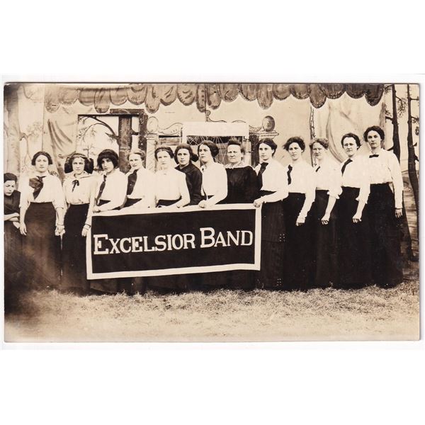 Excelsior Band Group Photo RPPC Postcard