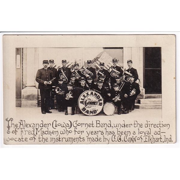 The Alexander Iowa Cornet Band RPPC Postcard
