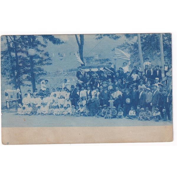 Patriotic Christening Cyanotype RPPC Postcard