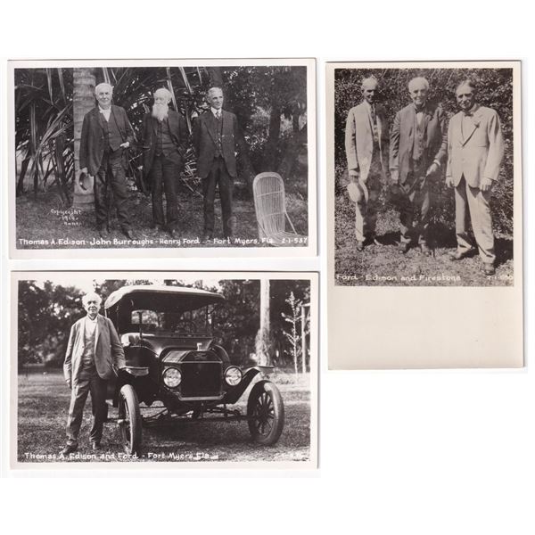 Edison and Ford Innovators RPPC Postcards