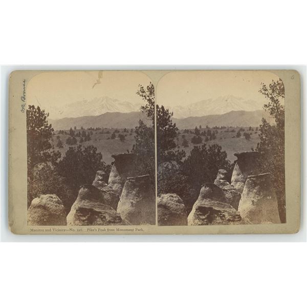 Monument Enchanted Peak Colorado Stereoview