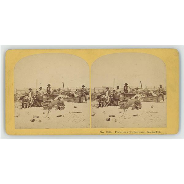 Fishermen of Siasconset Nantucket Stereoview
