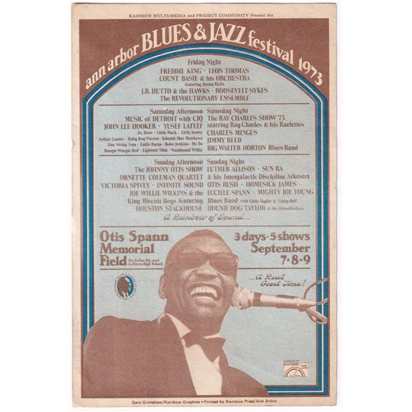 1973 Ann Arbor Blues and Jazz Festival Handbill