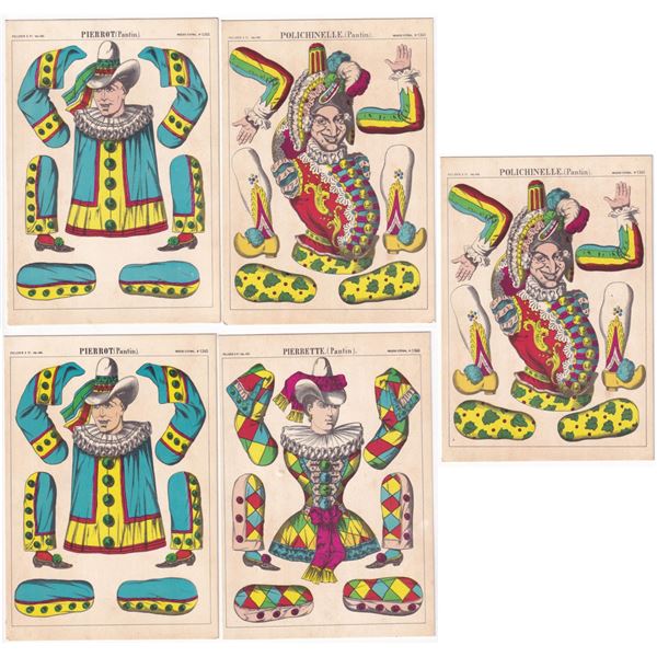 French Jumping Jack Pantins Paper Doll Postcards