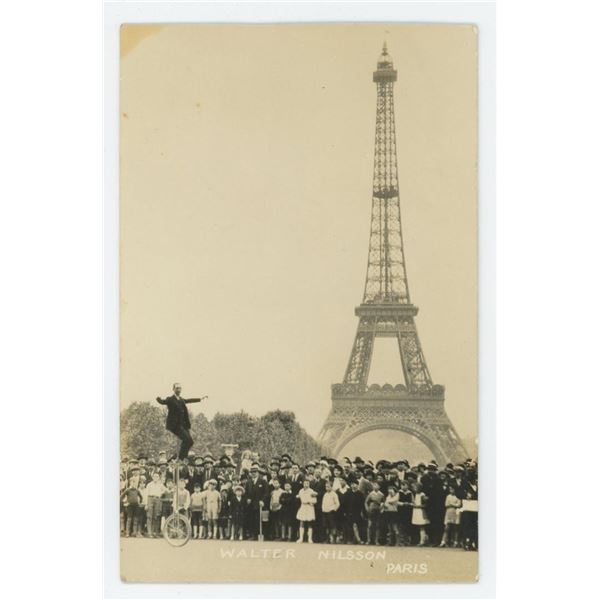 Walter Nilsson Unicycle Eiffel Tower RPPC