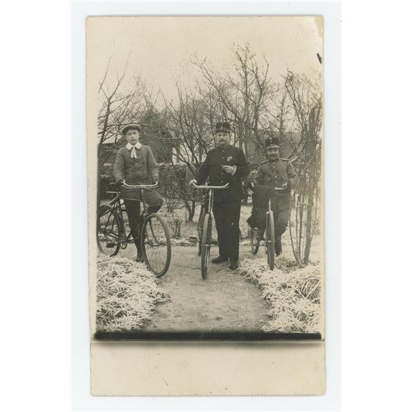 French Police Officers on Bicycles RPPC Postcard
