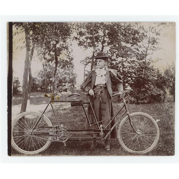 Victorian Woman with Tandem Bicycle Photo