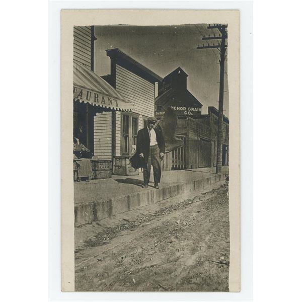 Itinerant Occupational Harp Player RPPC Postcard