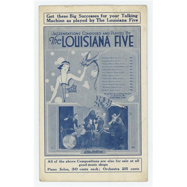 The Louisiana Five Jazz Promotional Postcard