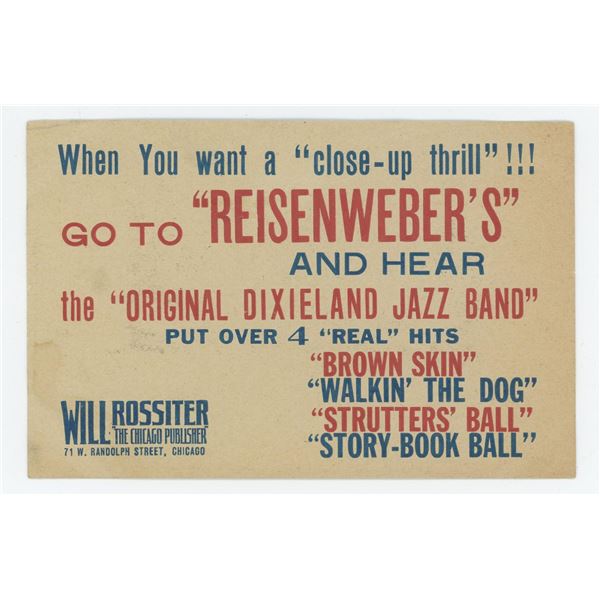 Original Dixieland Jazz Band Promotional Postcard
