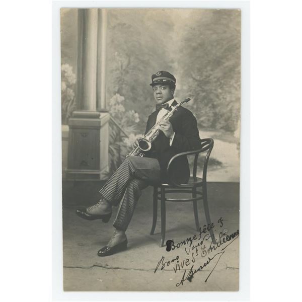 Black Saxophone Jazz Musician Paris Postcard