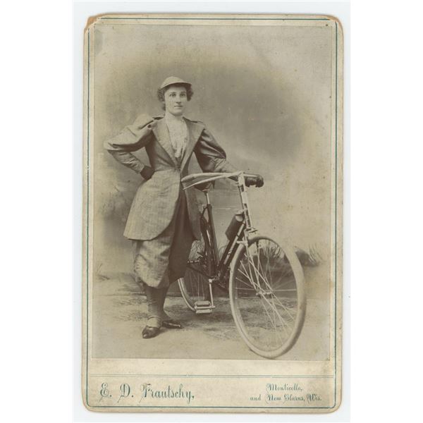 Wisconsin Woman on Bicycle Cabinet Photo
