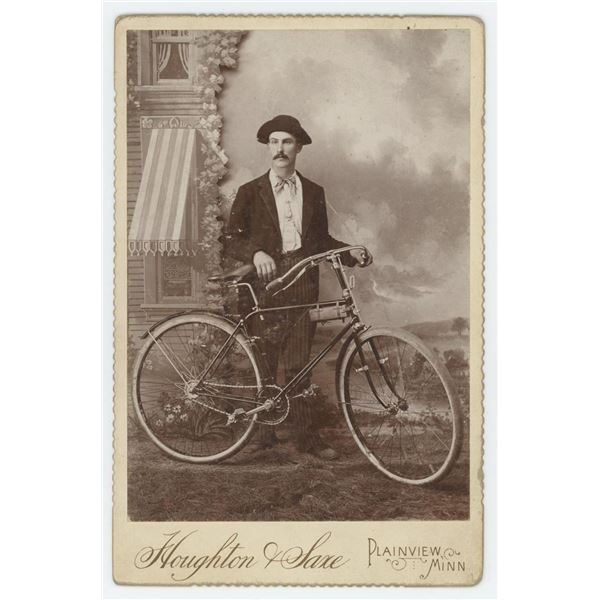 Minnesota Man with Safety Bicycle Cabinet Photo