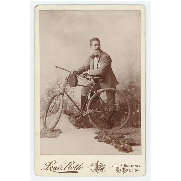 Missouri Man with Wood Rim Bicycle Cabinet Photo