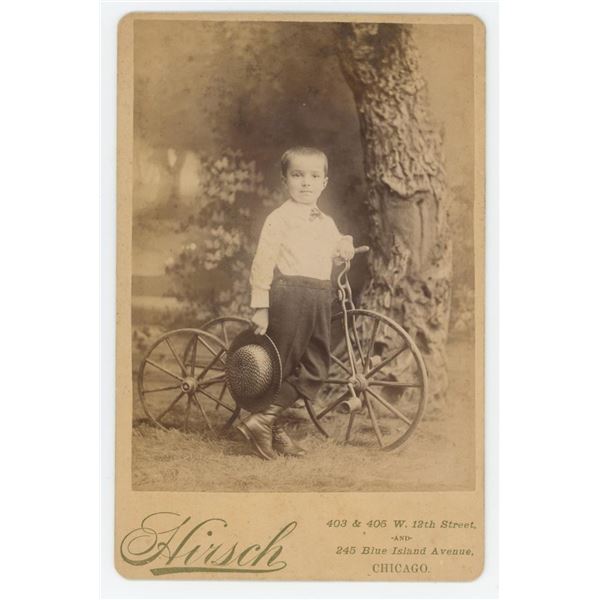 Chicago Boy with Tricycle Cabinet Photo