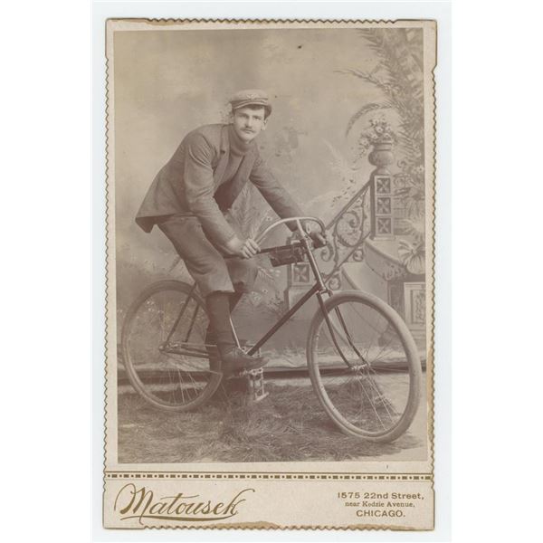 Chicago Man with Bicycle Cabinet Photo