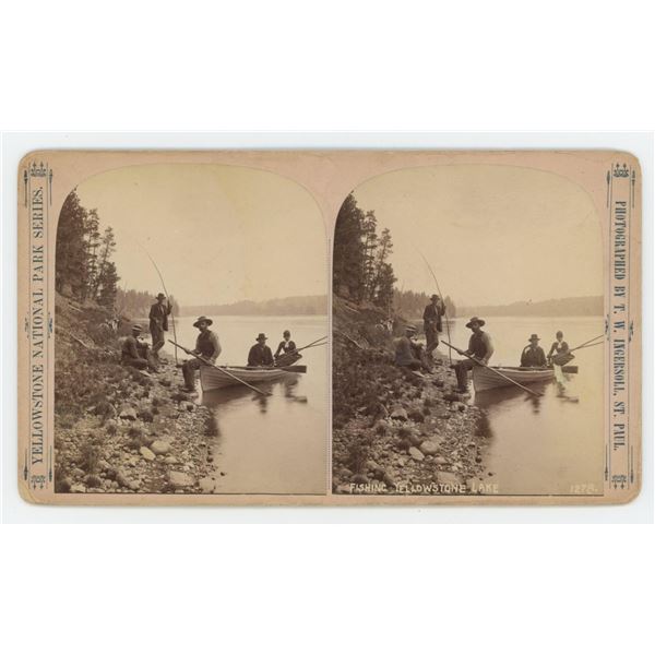 Fishing Party at Yellowstone Lake Stereoview
