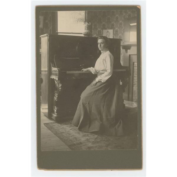 Victorian Girl at the Piano Cabinet Photo