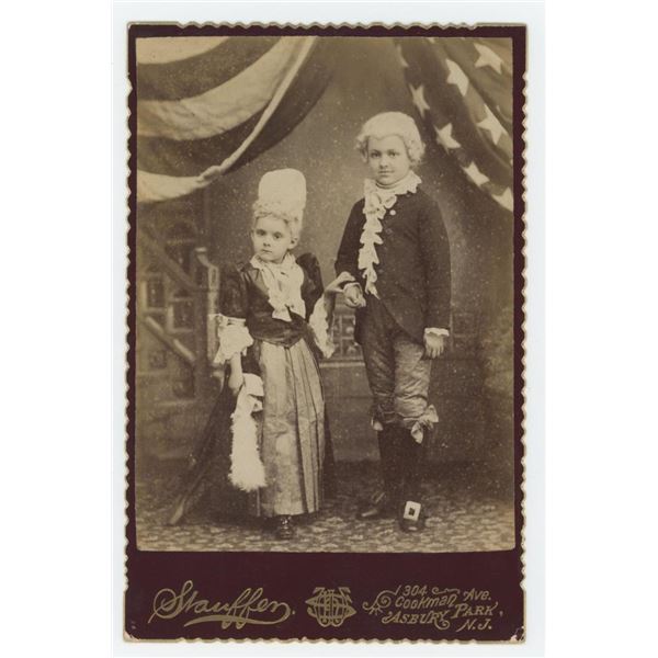 Patriotic Children George Washington Cabinet Photo