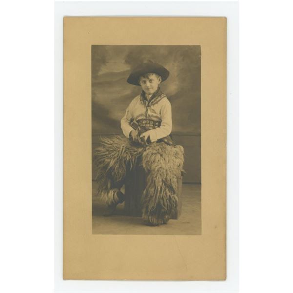 Radium Studio Child Cowboy RPPC Postcard