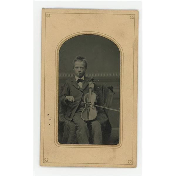 Child Prodigy Violinist Occupational Tintype Photo