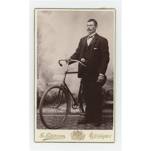 Boy with Wood Rim Bicycle CDV Photo