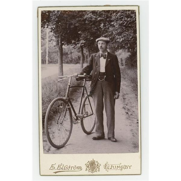 Man with Wood Rim Racing Bicycle CDV Photo