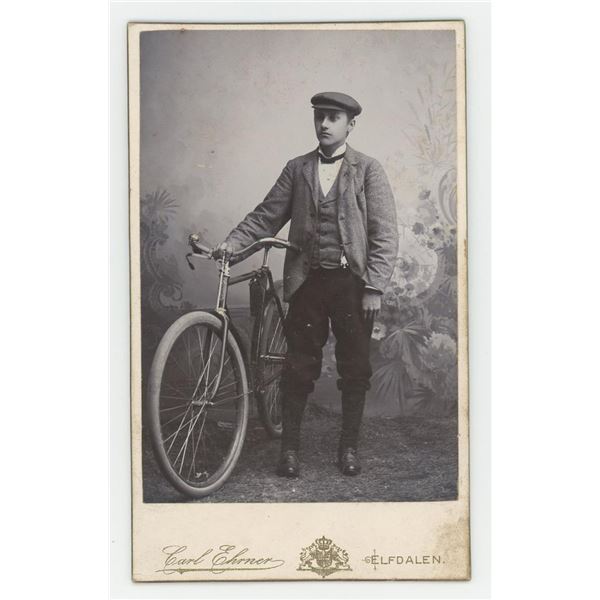 Man with Wood Rim Racing Bicycle CDV Photo