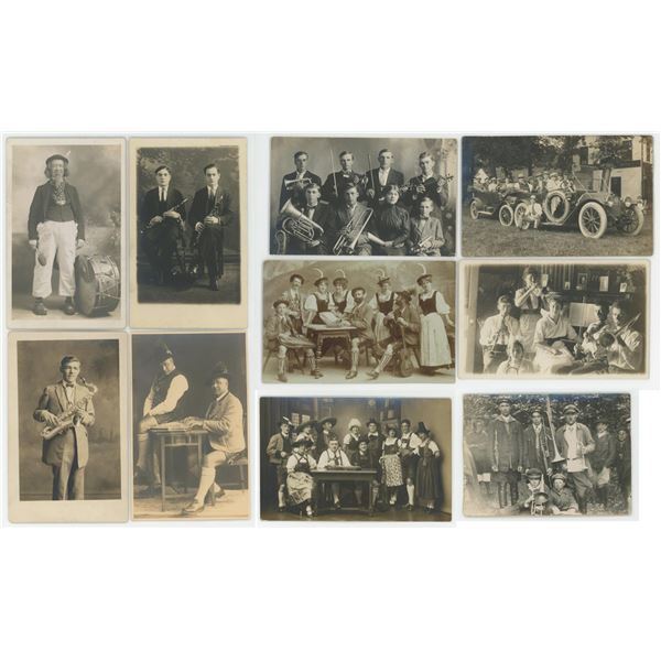 Occupational Musician Band RPPC Postcards