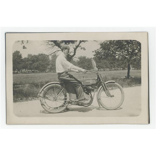 Harley Davidson Motorcycle RPPC Postcard