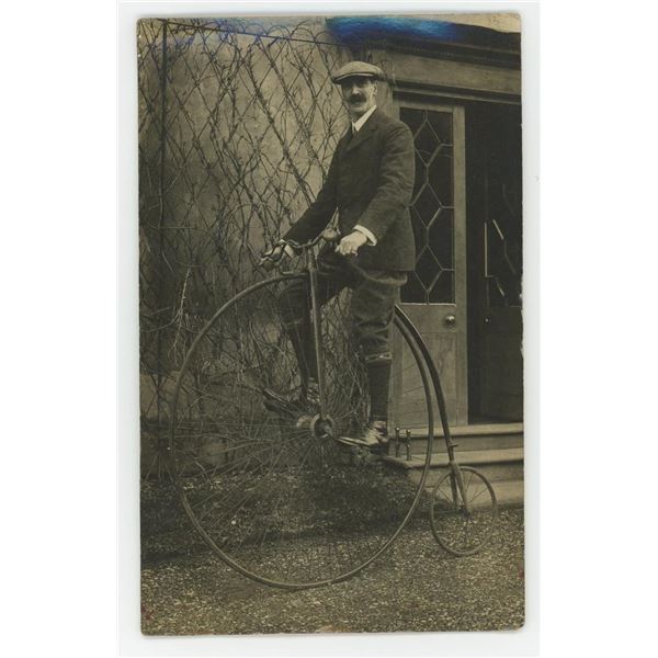 High Wheel Penny Farthing Bicycle RPPC Postcard