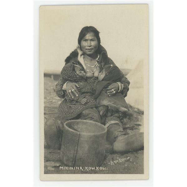 Mikinina Kow Kow Breastfeeding Inuit RPPC Postcard