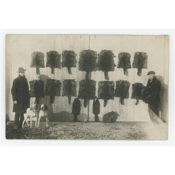 Raccoon Trapper Trapping RPPC Postcard